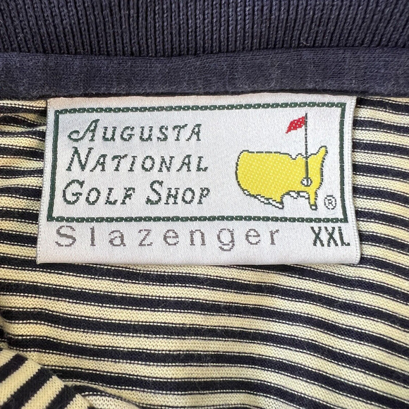 Masters Augusta Collection Cotton Mens Polo Stripe Navy Cream Shirt Sz 2XL - Picture 6 of 6